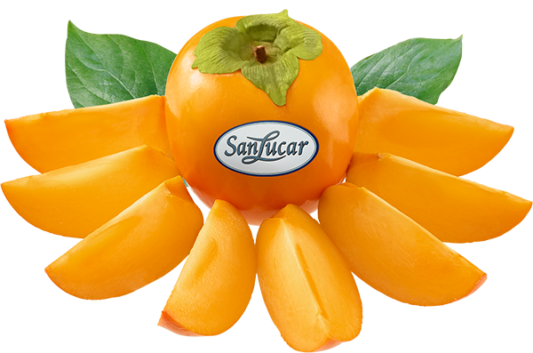 Fresh, ripe kaki persimmons with vibrant orange hues, showcasing premium, sweet produce.