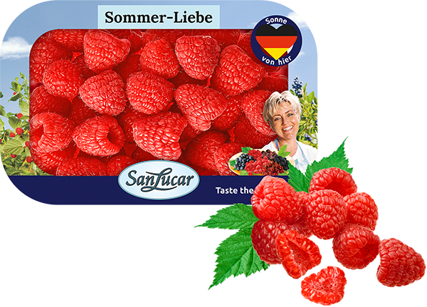 Sommer Liebe mixed berries in heart-shaped packaging, highlighting freshness and natural sweetness.