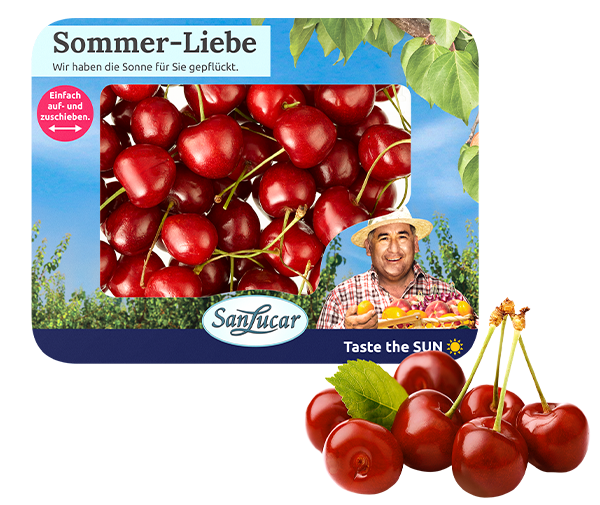 SanLucar 400g fresh cherries, packed for premium quality and juicy sweetness.