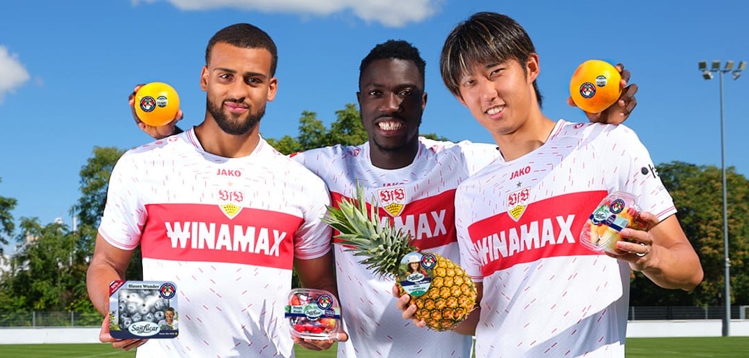 SanLucar partnership with VfB Stuttgart, showcasing fresh fruit and a commitment to healthy nutrition in sports.