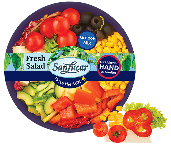 Greek Mix salad – a fresh blend of crisp lettuce, tomatoes, cucumbers, olives, and feta cheese for a Mediterranean meal.