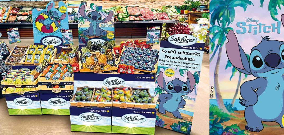 SanLucar Disney Stitch-themed fruit packaging, making healthy eating fun for kids.