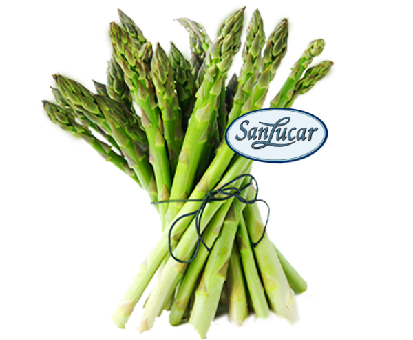Fresh SanLucar asparagus, green and tender, showcasing its crisp texture and rich flavor.