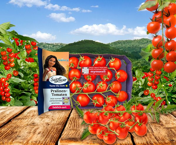 SanLucar Vaiana-themed fruit packaging, highlighting fresh produce with a fun and colorful design.