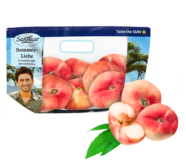 Sommer-Liebe_Paraguayos_v2 SanLucar Sommer Liebe Paraguayo peaches, fresh and sweet, packed for a delicious summer flavor.