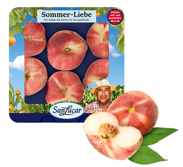 Sommer-Liebe_Paraguayos_v3 SanLucar Sommer Liebe Paraguayo peaches, sweet and juicy, packed for a delicious summer treat.