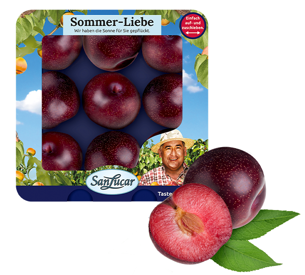 Sommer-Liebe_Pflaumen SanLucar Sommer Liebe plums, fresh and juicy, packed for a sweet summer treat.