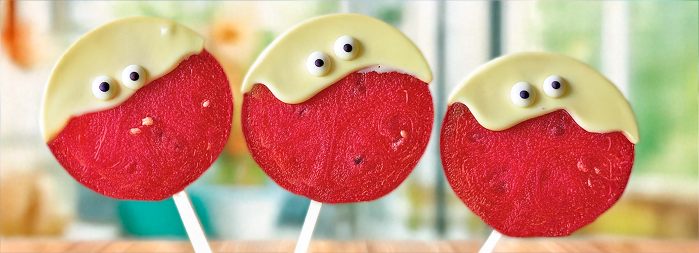 Suse watermelon monster carving with playful design and vibrant colors